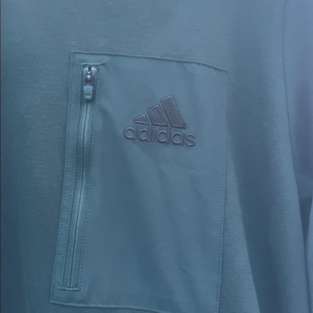 Adidas Men's Dark Green Hoodie Sweatshirt w Zipper Pocket Size L - Picture 3 of 7